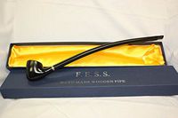 F.e.s.s. Long Churchwarden Tobacco Pipe 14" (Black Smooth)