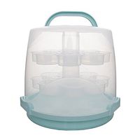 MineDecor 24 Cupcake Carrier Cake Carrier Holder Portable 3 Tier Cupcake Transporter Box Muffin Container with Locking Lid and Handle for Pie Cookies (blue2)