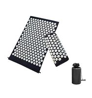 Jitejoe Acupressure Mat and Pillow Set - Ideal for Back Pain Relief and Neck Pain Relief - with Free Bag - Advanced Stress Reliever - Muscle Relaxant Pad 26.77x16.54Inch (Black Massage Mat & Pillow)