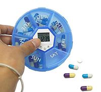2Pcs Digital Pill Dispenser Automatic Weekly Pill Organizer Medicine Storage Container with Alarm Reminder (Blue)