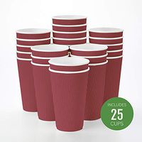 Insulated Paper Coffee Cups - Ripple Wall - Crimson - 16 oz - 25ct Box - MATCHING LIDS SOLD SEPARATELY: RWA0360B, RWA0360W, RWA0328LG, RWA0328GR, RWA0328HP, RWA0283W, RWA0283B