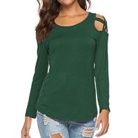 NEARTIME Women T-Shirt, Fashion Long Sleeve Tops Off Shoulder Strappy O-Neck Casual Daily Blouses