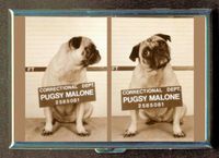 Pug Dog Bulldog Mug Shot Fun Double-Sided Cigarette Case, ID Holder, Wallet with RFID Theft Protection