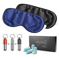 [Upgrade Package] Ultrathin Sleeping Mask for Women/Men, Comfortable Soft Nature Silk Eye Mask, Blindfold for Sleep Aid & Travel Naps (Navy Blue & Black 2 Pack)