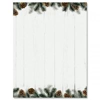 Rural Festive Pine Christmas Letter Papers - Set of 25 Christmas Stationery Papers are 8 1/2" x 11", Compatible Computer Paper