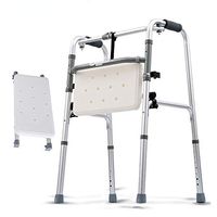 XHRHao Foldable Walker 8 Adjustable Height Levels(75-93cm) Made of Aluminum Alloy Rollator Lightweight with Shower Chair Fuction Waterproof Portable Walk Assist for Elderly Silver