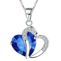 Meidexian888 Clavicle Pendant Necklace,Fashion Women Heart Crystal Rhinestone Silver Chain Pendant Necklace Jewelry (I)