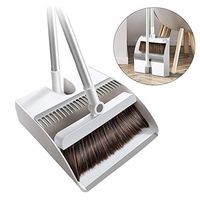 KNDJSPR Broom and Dustpan Set Standing Upright Magnetic Attraction Sweep Brush Kit with 180°Rotate Long Handle and Dust Pan Combo for Home Office Garden Floor Clean Supplies