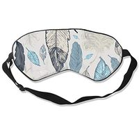 100% Silk Sleep Mask Eye Mask Feather Patterned Soft Eyeshade Blindfold with Adjustable Strap for Sleeping Travel Work Naps Blocks Light