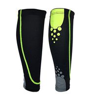 Colorido 1 Pc Unisex Sport Elastic Compression Anti-slip Calf Leg Brace Support Sleeve size L (Black + Green)