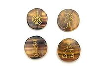Fluorite Reiki Palm Stone Set with Symbols
