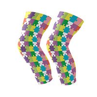 Anyangquji Autism Awareness Colorful Puzzle Piece Kneepads Sport Protector Compression One Piece Anti-Slip Knee Brace for Men&Women (1 Pair)