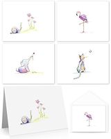 Whimsical Animal Note Card Set (12 Cards & Envelopes)
