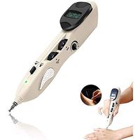 GQ-HOME Portable Meridian Energy Acupuncture Massage Pen Can Automatically Find Acupuncture Points LCD Electronic Pointer Stimulator Moxibustion Pain Relief Rechargeable