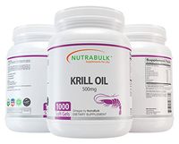 NutraBulk Krill Oil - Supports Heart + Brain + Joint Health - 500 mg Soft Gels - 1000 Count