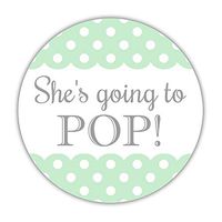 40 She's Going to pop Stickers, 2 inches - Ready to pop Labels - About to pop lables (Mint)