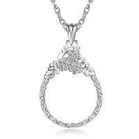 Handheld Magnifier Sweater Chain 2.5X Hd Lens Pendant Old Man Reading Newspaper Reading Mirror Flower Shape Necklace Magnifying Glass (Color : Silver)