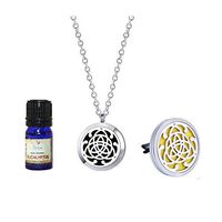 Anavia Aromatherapy Premium Celtic Knot Gift Set - Necklace + Car Clip +24 Pads Jewelry Stainless Steel Locket (Eucalyptus)