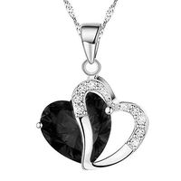 Cenglings Christmas Day Gifts for Women 'Love Heart' Necklace Pendant with Swarovski Crystals, Jewelry for Women, Gifts for Mom (Black)