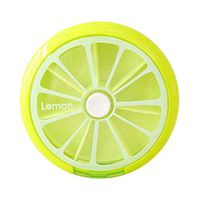giveyoulucky 7 Days Pill Storage Weekly Fruit Round Boxes Medicine Organizer Container Case Daily and Travel Green