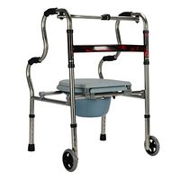 ZXQL Crutch Walking aids, Toilet Chair Walker Dual-use Old Man Pregnant Women Disabled Fold Toilet Bowl Belt Wheel Toilet Chair Commode Bearing Strong