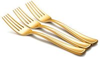 Plastic Forks Heavyweight 600 Pcs - Disposable Fancy Gold Silverware Plastic Fork Set - Heavy Duty Reusable Bulk Party Pack Cutlery Flatware Utensil For Wedding, Thanksgiving, Birthday & All Occasions