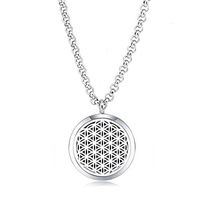 MESINYA 30mm Essential Oil Diffuser Necklace Aroma Hypo-Allergenic Magnetic Locket Pendant With 24'' Chain&Pads (Seed Of Life)