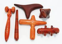 Set 6 Pcs. Reflexology Traditional Thai Massage Wooden Stick Tool Hand Head Foot Face Body Massage Tool Massager Red Wood