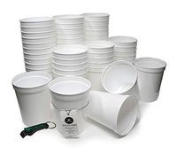 Rolling Sands 16 Ounce Reusable Plastic Stadium Cups White, Bulk 50 Pack, Made in USA, BPA-Free Dishwasher Safe Plastic Tumblers and Bottle Opener