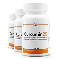 Stop Aging Now - Curcumin2K Formula with BioPerine Black Pepper Extract for Up to 2000% Greater Absorption - 60 Veggie Caps (3 Bottle Multi-Pack)