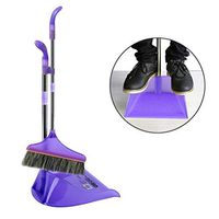 Upright Sweep Sets, Tloowy Home Casual Comfort Recycle Set Grip Duster and Dustpan Broom Besom Set Fashion Broom Cleaning Dustpans Set (Purple)