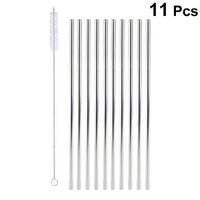 YeahiBaby 11pcs Stainless Steel Straws Straight Drinking Straws with a Brush