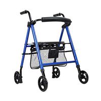 SSLW Wheeled Walker Shopping Cart Folding Lightweight Aluminum Alloy 4-Wheel Pedestal Height Adjustable