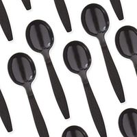 Extra Sturdy, Pro-Grade Plastic Soup Spoons 50 CT. Black, Heavy Duty Recyclable Utensils for Soups, Stews, Chili and Gumbo. Heavyweight Round Spoon is Perfect for Restaurants, Diners and Catering