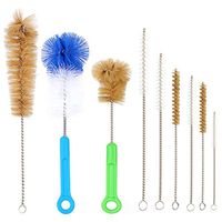 Houseables Bottle Brush, Pipe Cleaning Kit, Bong Brushes, Water Bubbler, Hose Tips Cleaner, 9 Pieces, Nylon, Natural & Synthetic Bristles, Small, Long, Scrubber for Tubes, Straws, Canning Jars