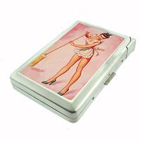 Perfection In Style Metal Cigarette Case with Built in Lighter Vintage Housewife Design 015