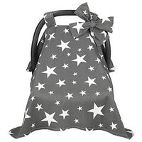 Ugthe Infant Products Baby Stroller Pram Cover Blanket Bowknot Breathable Cotton Sun Shade Canopy - Grey Star