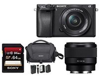 Sony Alpha a6300 Mirrorless Digital Camera w/ SELP1650 16-50mm & SEL50F18 50mm F1.8 Lens Bundle