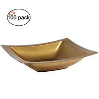 TigerChef TC-20299 Heavyweight Rectangular Plastic Plates, Fancy Party Plates, BPA-Free, 12 Ounce Capacity, Gold (Pack of 10)