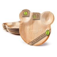 Naturally Chic Compostable Biodegradable Disposable Palm Leaf Plates - 9" Kids Teddy Bear Dinnerware Set - Eco Friendly Alternative - Party, Event Plates (12 Pack)