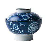 Bowl Bowl Creative Tableware Hand-Painted Ceramic Bowl with Lid Bowl Porcelain Bowl Rice Bowl Noodle Bowl Home Stewed Rice Bowl Bowl Bowl Household tableware, retro bowl (Color : 9.5cm)