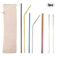 Reusable Stainless Steel straws, Metal Drinking straws suitable for 20oz/30oz cups and Ordinary glass 5 pieces and 2 Cleaning brushes (multi)