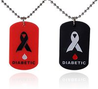 Max Petals 2 Pack - Diabetes Dog Tags Medical Alert Necklaces Red and Black Silicone