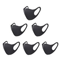 Fashion Protective Face Masks, Unisex Black Dust Cotton Mouth Masks, Washable, Reusable Masks (6 Pieces)
