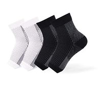 2pairs - Compression Socks Foot Sleeves, Plantar Fasciitis Ankle, Arch Braces & Supports (Large/X-Large, Black & White)