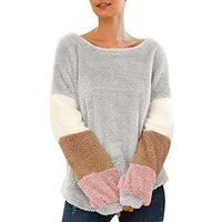 Sweaters for Women,Long Sleeve Tops Casual Stripes Crewneck Patchwork Pullover Sweatshirt T-Shirt Blouse