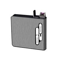 Full Pack 20 Regular Cigarettes Case Box Automatic Ejection Holder with Dual Arc Lighter USB Rechargeable, Flameless, Windproof,Moisture-Proof,Black