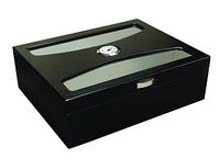 NEW DELANO - 100 CIGAR COUNT RICH BLACK FINISH ARC STYLE GLASSTOP HUMIDOR BOX
