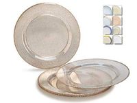 " OCCASIONS" 40 Plates Pack, Heavyweight Disposable Wedding Party Plastic Plates (7.5'' Appetizer/Dessert Plate, Seasons Clear with Gold Glitter)