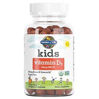 Garden of Life Kids Organic Vitamin D3 Gummies, Orange Flavor - 800 Iu (100% Dv) for Immunity & Strong Bones, Sugar Free Once Daily D3 Gummy Vitamins for Kids, 60 Vegetarian Gummies (60-Day Supply)